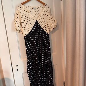 a new day Black & White Polka Dot V-Neck Midi Dress